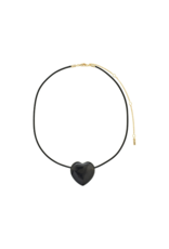 PILGRIM STAY Black Agate Necklace Gold-Plated by Pilgrim