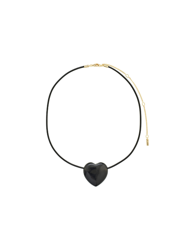 PILGRIM STAY Black Agate Necklace Gold-Plated by Pilgrim