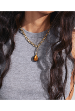 PILGRIM Tiger Eye Charm in Gold by Pilgrim
