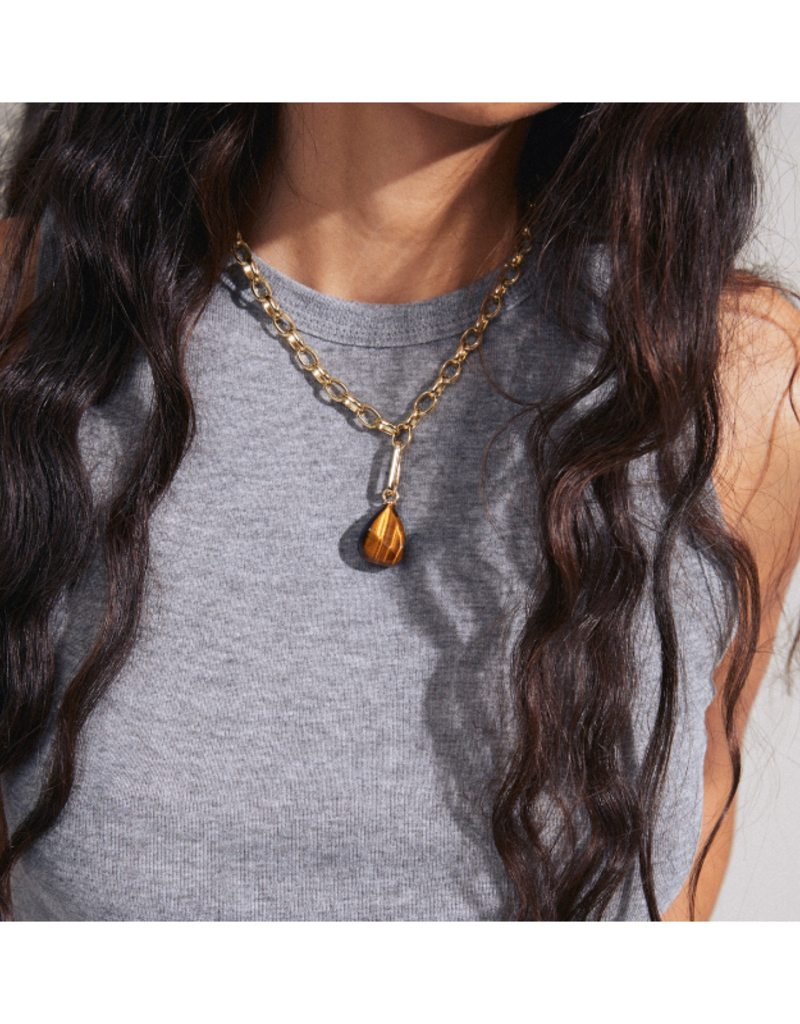 PILGRIM Tiger Eye Charm in Gold by Pilgrim