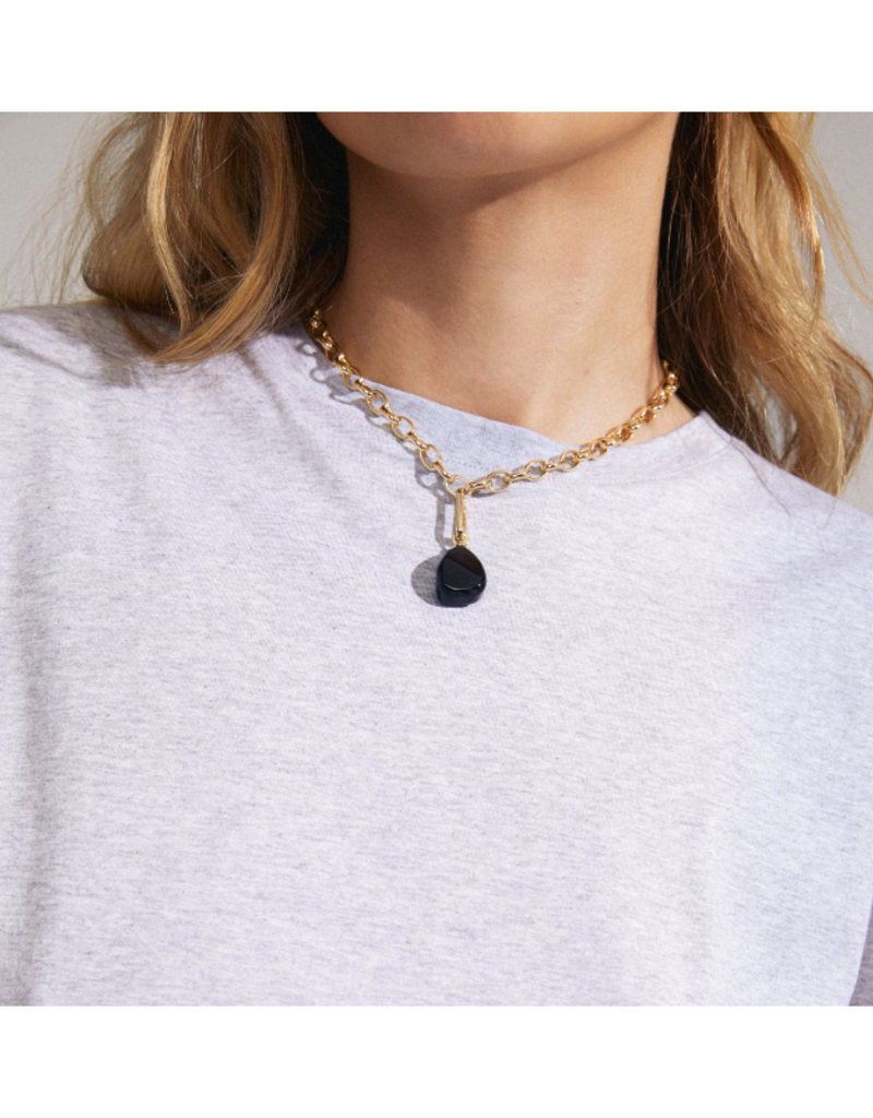 PILGRIM Black Agate Charm in Gold by Pilgrim