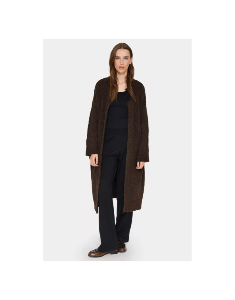 Saint Tropez Gela Long Cardigan in Dark Oak by Saint Tropez