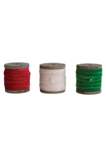 Creative Co-Op Cherry, Taupe or Green Velvet Ribbon Spool