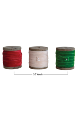 Creative Co-Op Cherry, Taupe or Green Velvet Ribbon Spool