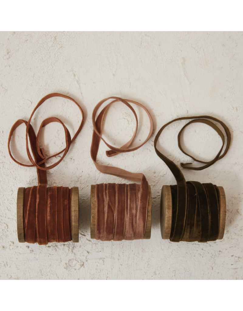 Creative Co-Op Olive or Dusty Pink Velvet Ribbon Spool
