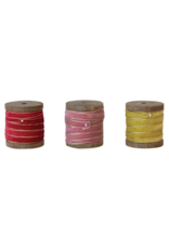 Creative Co-Op Red, Pink or Chartreuse Velvet Metallic Edge Ribbon Spool