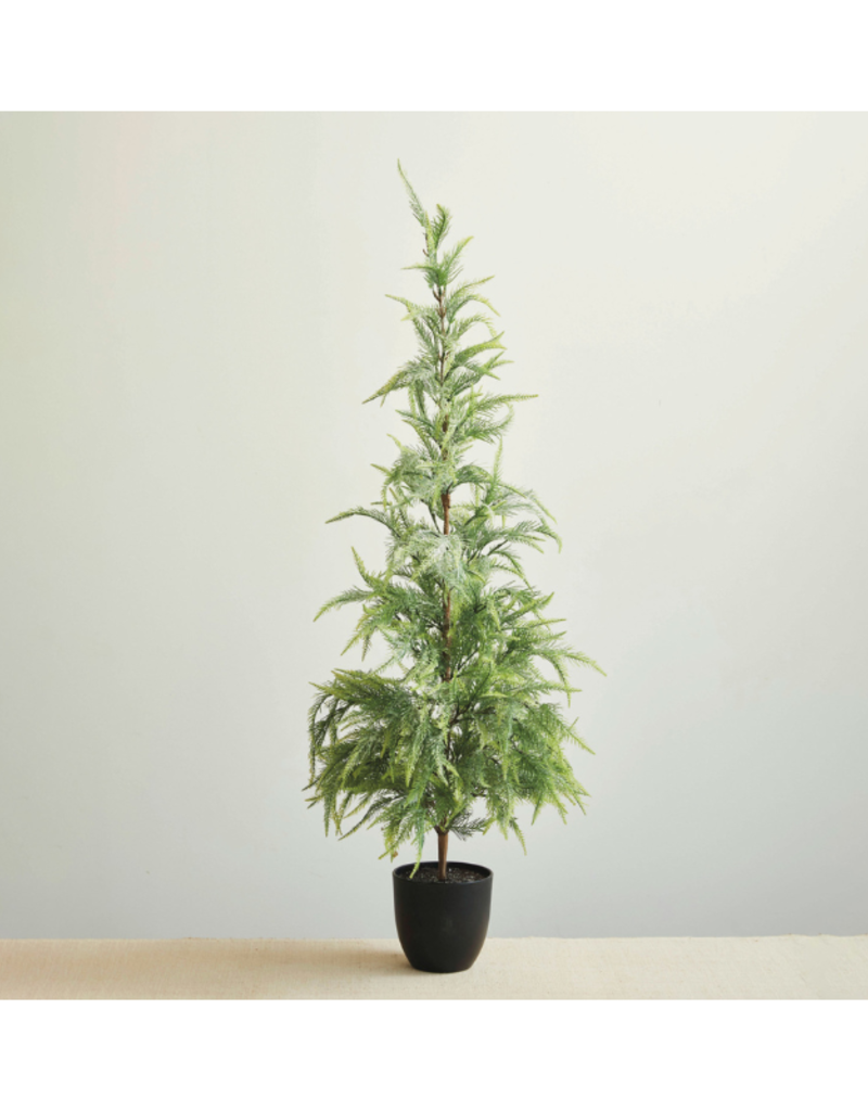 Creative Co-Op Frost Finish Faux Pine Tree in Pot