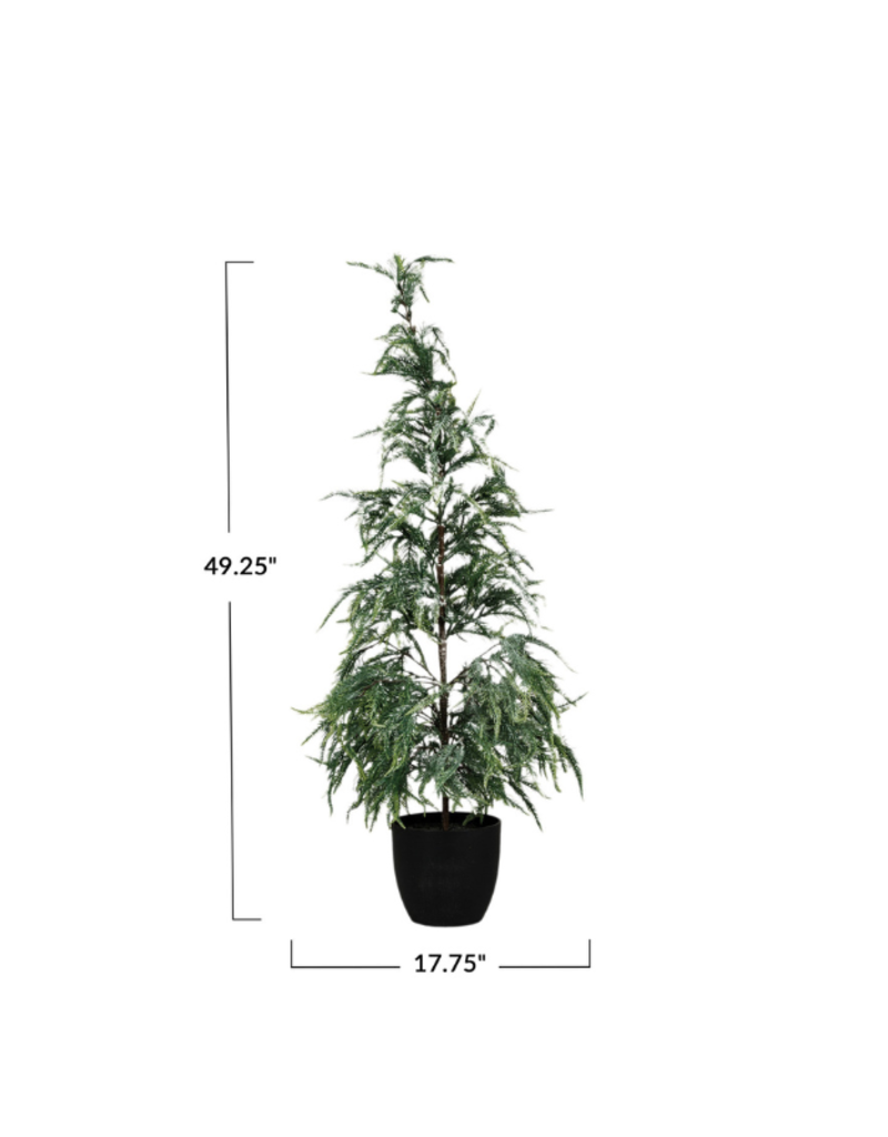 Creative Co-Op Frost Finish Faux Pine Tree in Pot