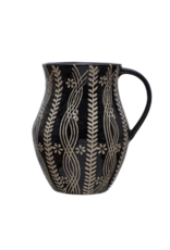Creative Co-Op Black & Cream Wax Relief Pitcher