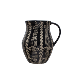 Creative Co-Op Black & Cream Wax Relief Pitcher