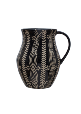 Creative Co-Op Black & Cream Wax Relief Pitcher