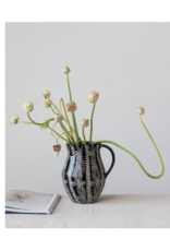 Creative Co-Op Black & Cream Wax Relief Pitcher