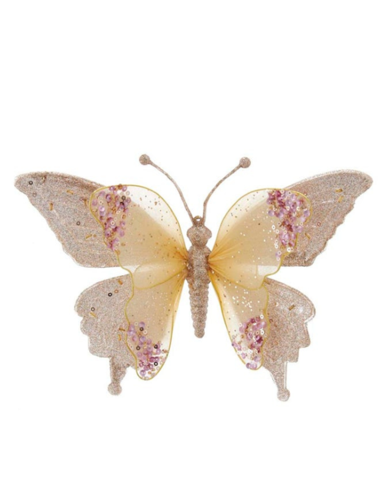 Pink Lace Butterfly Clip Ornament