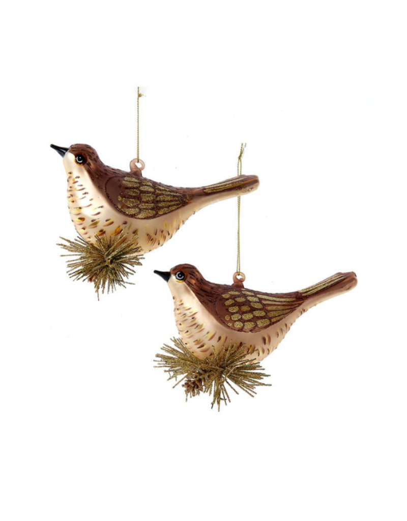 Gold & Brown Bird with Twigs Ornament
