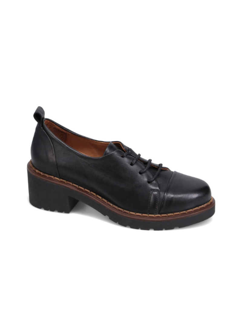 Bueno Nicole Leather Loafer with Laces in Black by Bueno