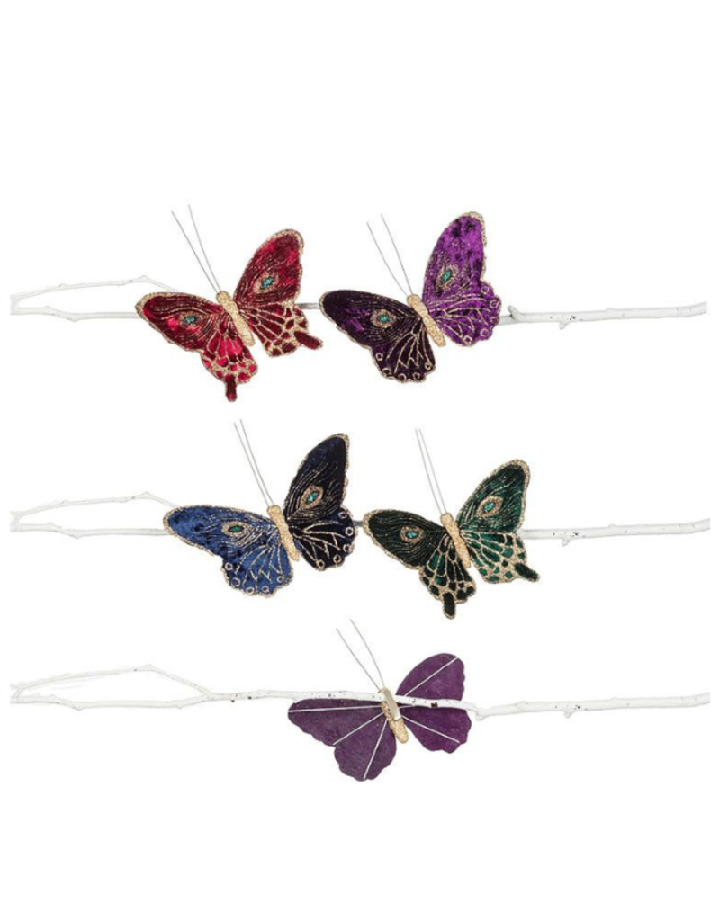 Glitter & Velvet Butterfly Clip Ornament