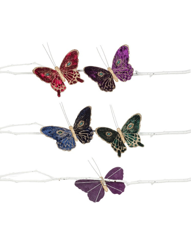 Glitter & Velvet Butterfly Clip Ornament