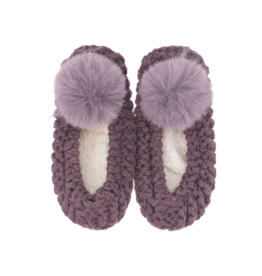 Lemon Loungewear Popcorn Pom Ballerina Slipper in Purple by Lemon