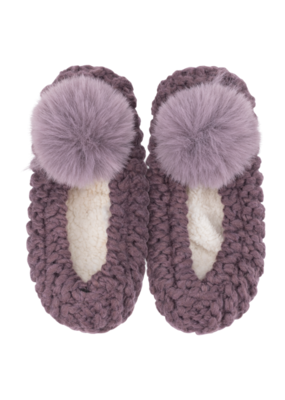 Lemon Loungewear Popcorn Pom Ballerina Slipper in Purple by Lemon