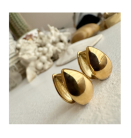 Pika & Bear Lachry Double Teardrop Hugger Hoop Earrings Gold by Pika & Bear