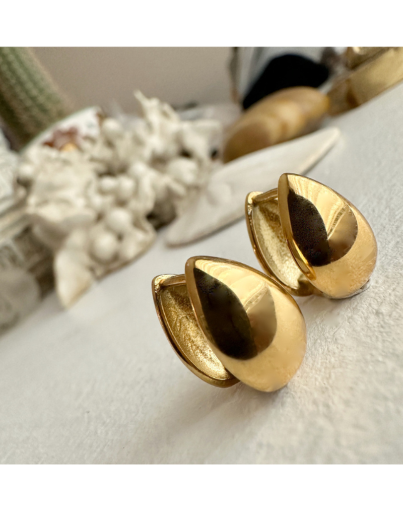 Pika & Bear Lachry Double Teardrop Hugger Hoop Earrings Gold by Pika & Bear