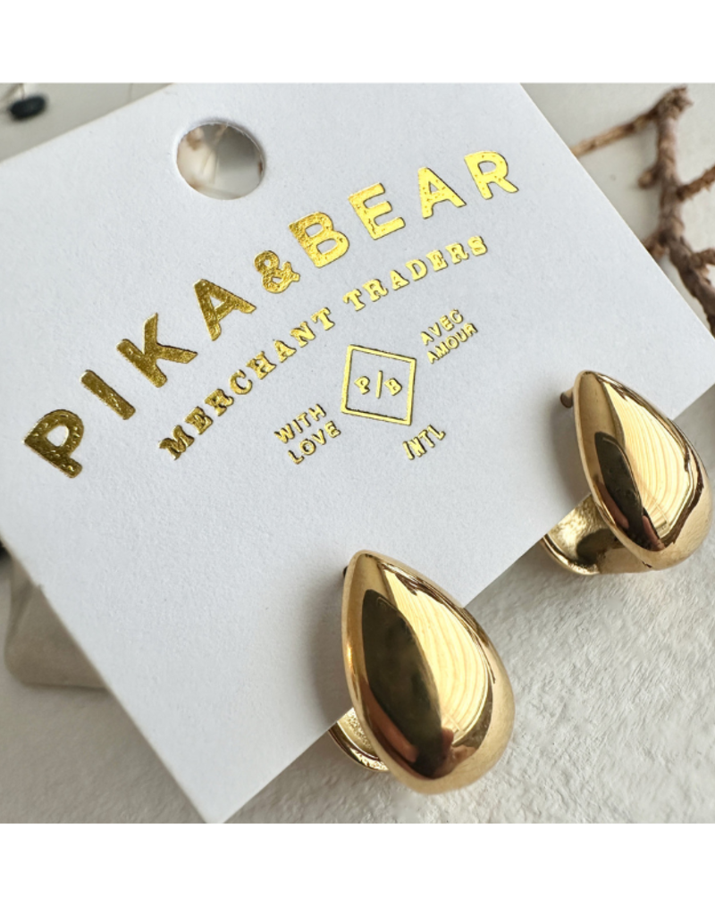 Pika & Bear Lachry Double Teardrop Hugger Hoop Earrings Gold by Pika & Bear