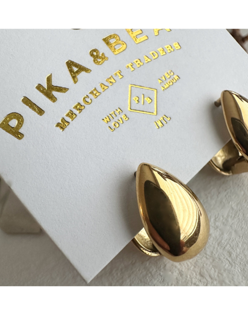Pika & Bear Lachry Double Teardrop Hugger Hoop Earrings Gold by Pika & Bear