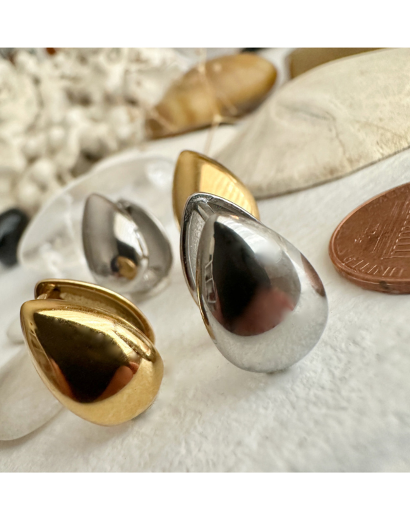 Pika & Bear Lachry Double Teardrop Hugger Hoop Earrings Gold by Pika & Bear