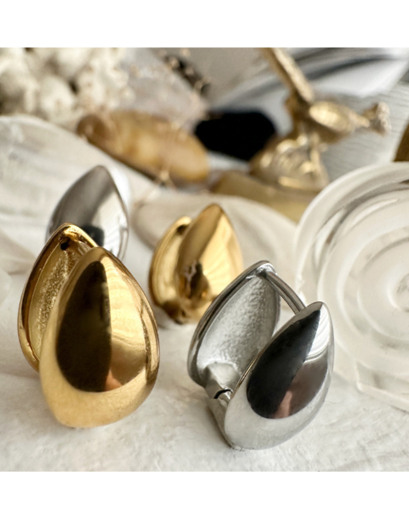 Pika & Bear Lachry Double Teardrop Hugger Hoop Earrings Silver by Pika & Bear