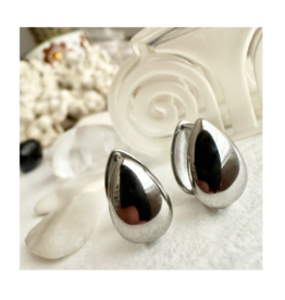 Pika & Bear Lachry Double Teardrop Hugger Hoop Earrings Silver by Pika & Bear