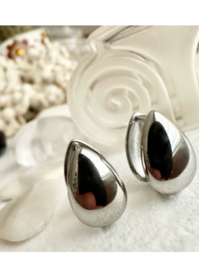 Pika & Bear Lachry Double Teardrop Hugger Hoop Earrings Silver by Pika & Bear