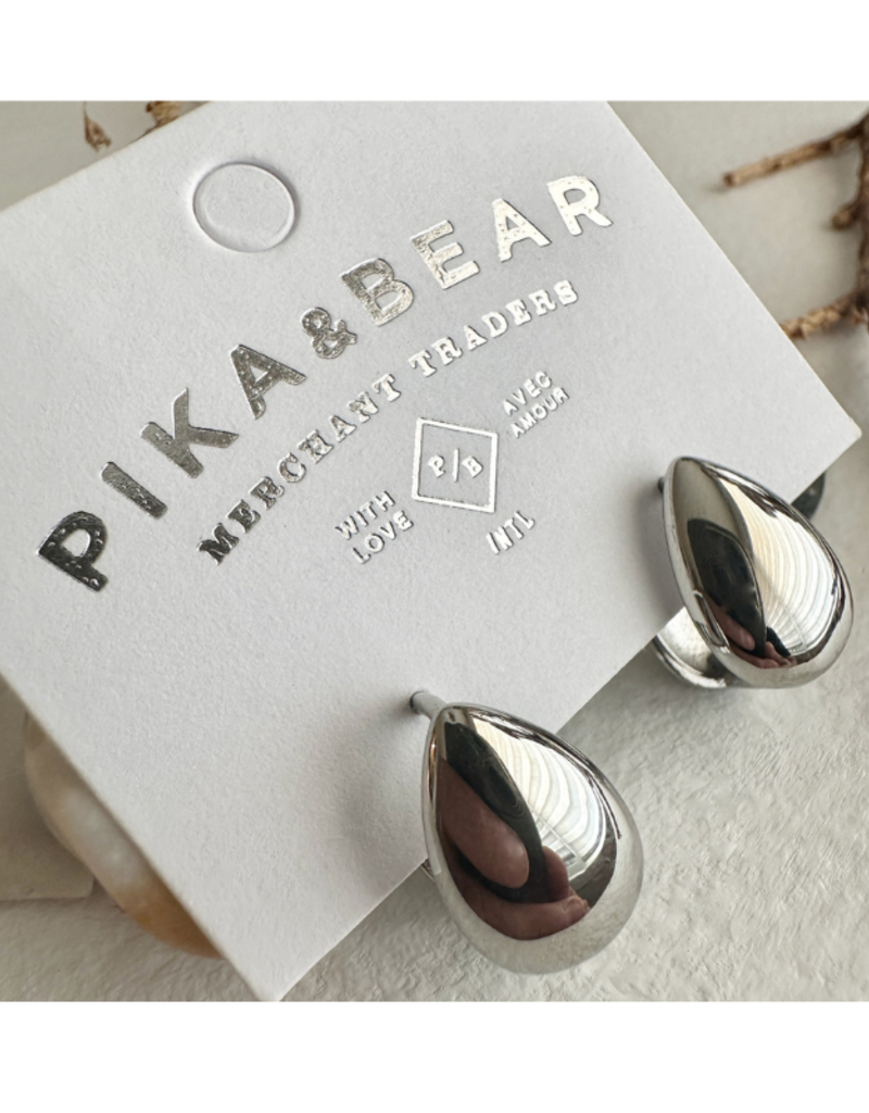 Pika & Bear Lachry Double Teardrop Hugger Hoop Earrings Silver by Pika & Bear