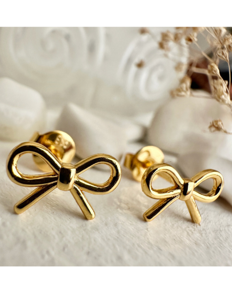 Pika & Bear Zooey Tiny Bow Stud Earrings Gold by Pika & Bear