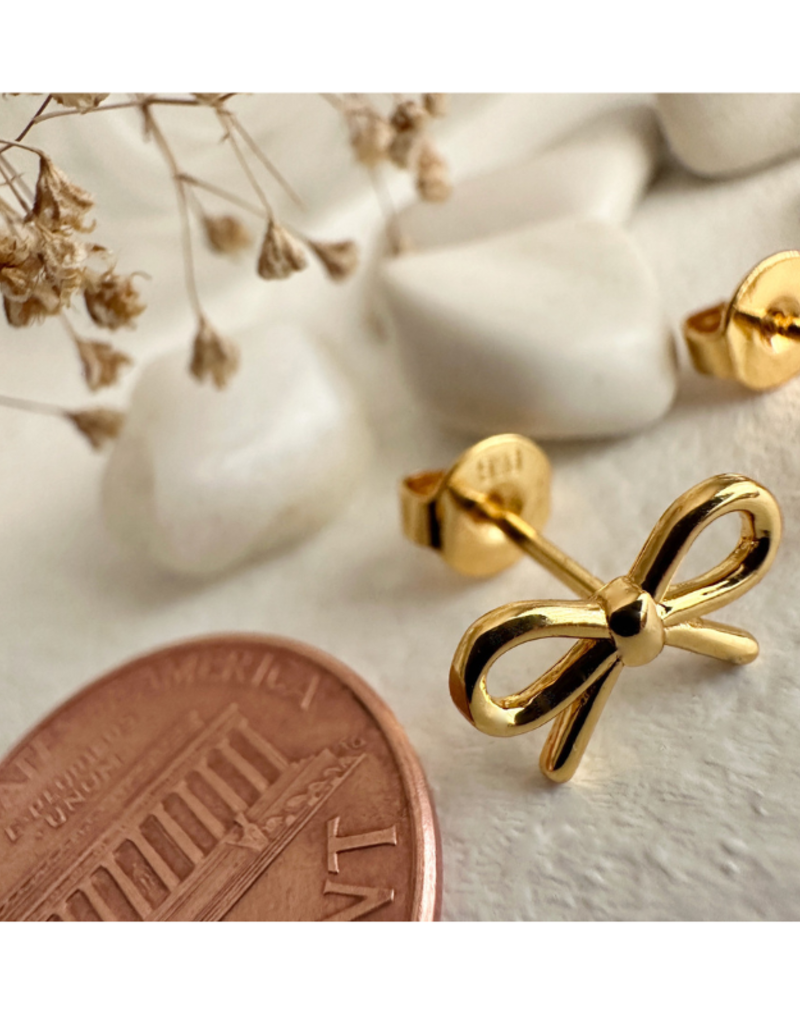 Pika & Bear Zooey Tiny Bow Stud Earrings Gold by Pika & Bear