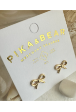 Pika & Bear Zooey Tiny Bow Stud Earrings Gold by Pika & Bear