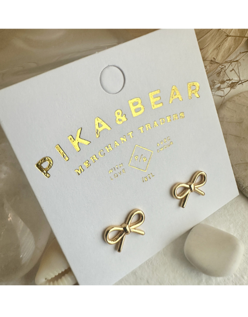 Pika & Bear Zooey Tiny Bow Stud Earrings Gold by Pika & Bear