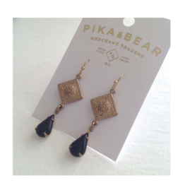 Pika & Bear Nogales Moroccan Style Brass Earrings Black by Pika & Bear