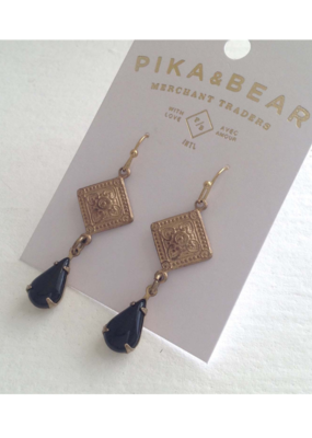 Pika & Bear Nogales Moroccan Style Brass Earrings Black by Pika & Bear