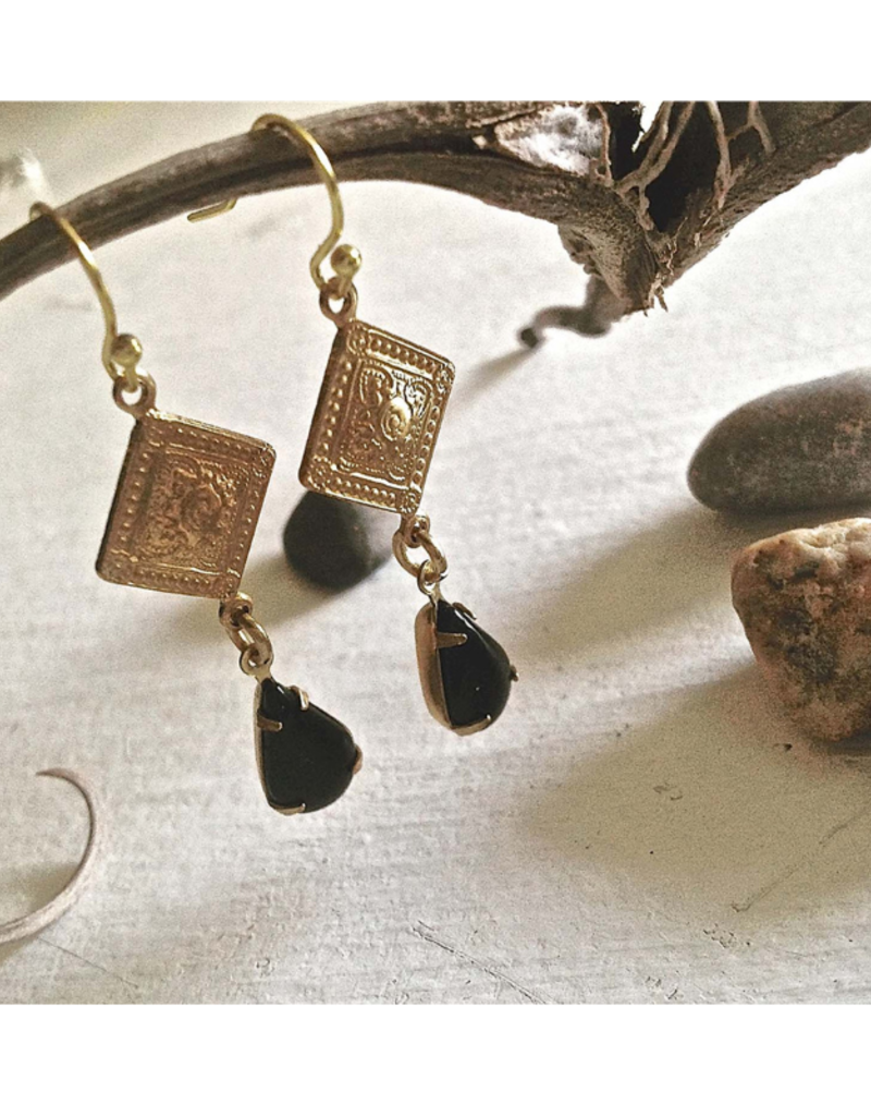 Pika & Bear Nogales Moroccan Style Brass Earrings Black by Pika & Bear