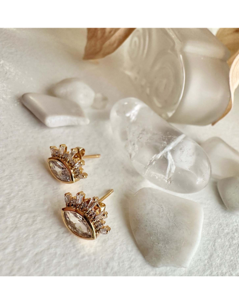 Pika & Bear Knyosis Eye Stud Earrings with Baguettes by Pika & Bear