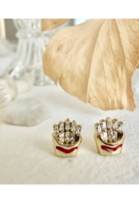 Pika & Bear Shoestring French Fry Gem Stud Earrings Gold  by Pika & Bear