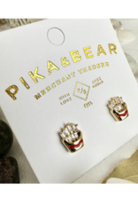Pika & Bear Shoestring French Fry Gem Stud Earrings Gold  by Pika & Bear