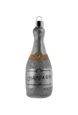 Glitter Silver Champagne Bottle Ornament