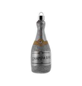 Glitter Silver Champagne Bottle Ornament