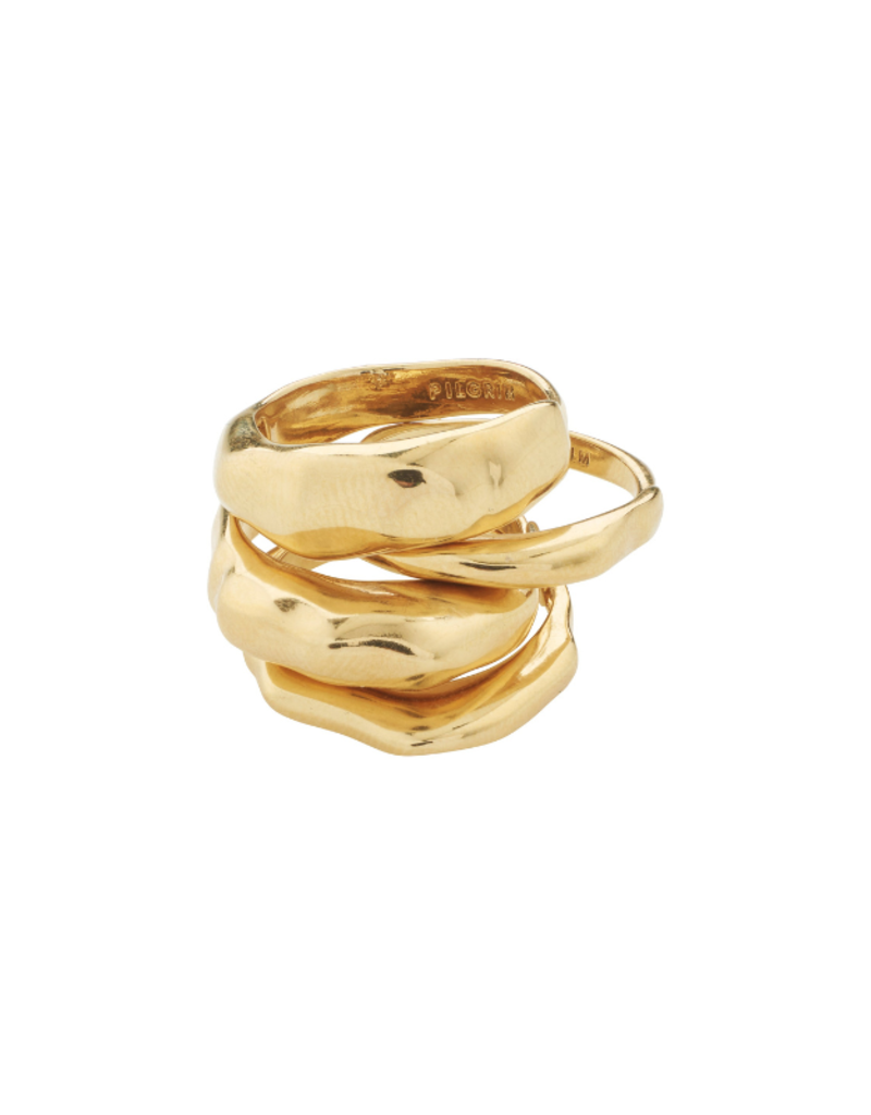 PILGRIM Asher 4-in-1 Ring Set in Gold by Pilgrim