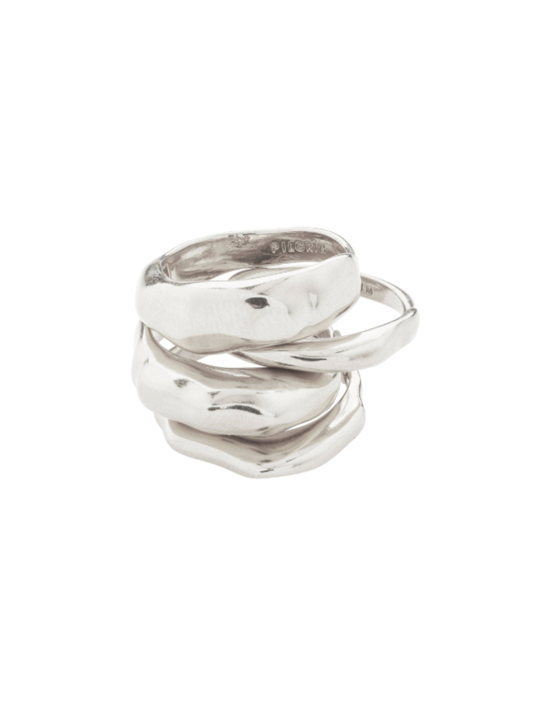 PILGRIM Asher 4-in-1 Ring Set in Silver by Pilgrim