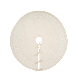 Indaba Trading Cream Linen Suzani Tree Skirt