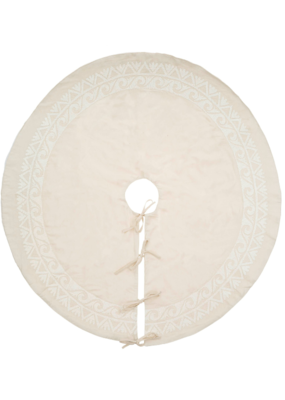 Indaba Trading LAST ONE - Cream Linen Suzani Tree Skirt