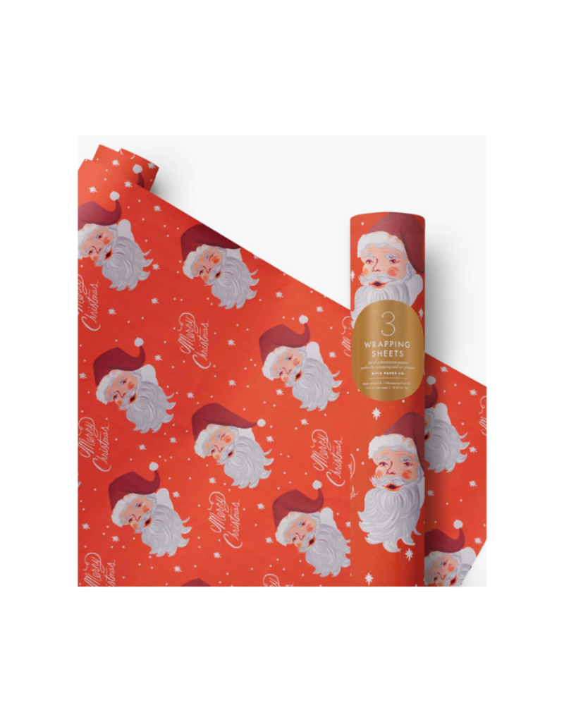 Rifle Paper Co. Roll of 3 Santa Wrapping Sheets by Rifle Paper