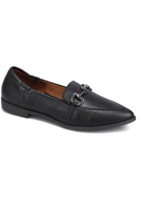 Bueno Bowie Black Leather Flat by Bueno